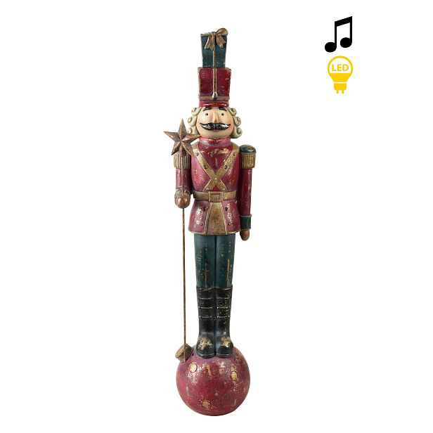 Mondex Vánoční LED figurka Santa Lila Louskáček s hudbou 65 cm vícebarevná