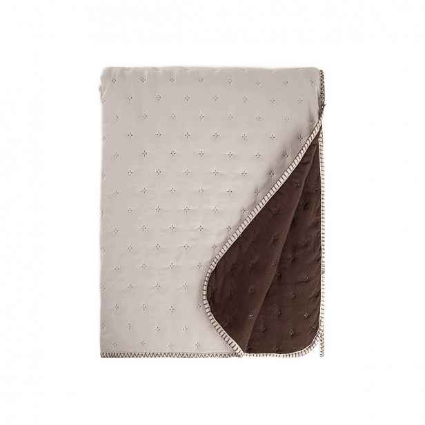 Přehoz Marcy béžový z mikrovlákna s ozdobným lemováním 200 x 220 cm Homla