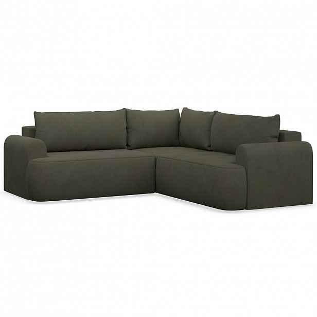 Selsey ROHOVÁ ROZKLÁDACÍ POHOVKA Ovo olivový velur, univerzální, s úložným prostorem