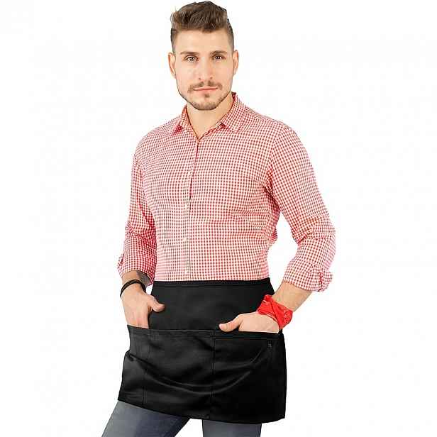 TEMU 1 ks Unisex Zástěra na pas se 3 kapsami, Zástěra pro servírky do hospody a kavárny