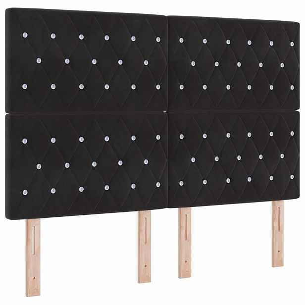 vidaXL LED hlavová deska s LED pásky s čelo Černý 144 cm samet
