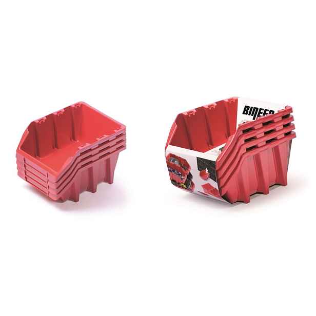 Kistenberg Set úložných boxů 4ks BINEER LONG 295x198x133mm, červený