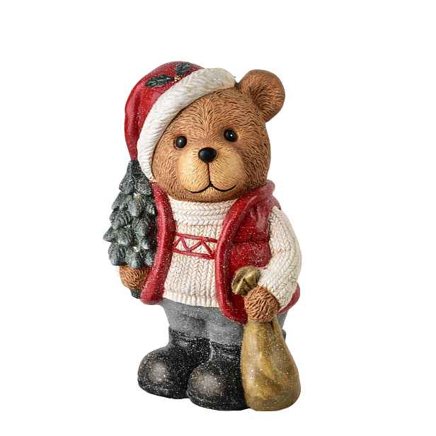 Mondex Vánoční LED figurka Santa Lila Medvídek 39 cm vícebarevná