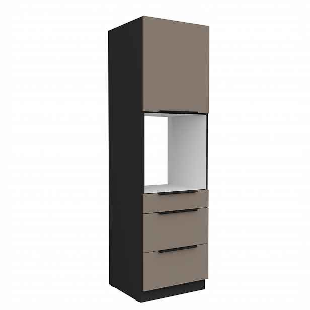 Vysoká skříňka pro vestavnou troubu Aria 60 DPS-210 3S 1F - Premium Box Barva korpusu: Černá, Barva dvířek: TA - Sandgrau AFM