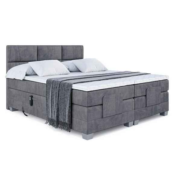 ALTDECOR BOXSPRINGOVÁ POSTEL s matrací H3/H4 - PROT EL - 140x200 cm Tmavě šedá