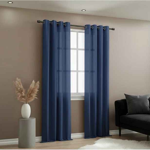 Dekorační závěs EASY TOP tmavě modrá s kroužky 140x250 cm