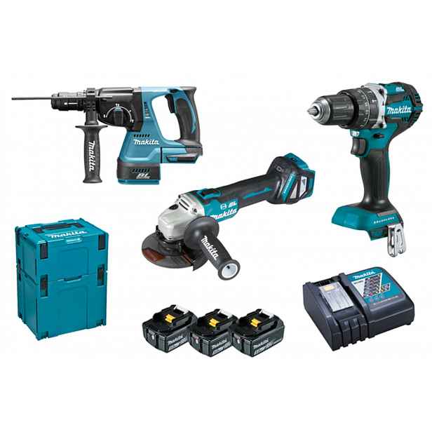 Makita - 9dílná sada AKU nářadí, baterií a nabíječky DLX3119TJ
