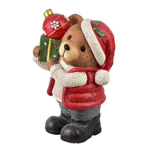 Mondex Vánoční LED figurka Santa Lila Medvídek 40 cm vícebarevná