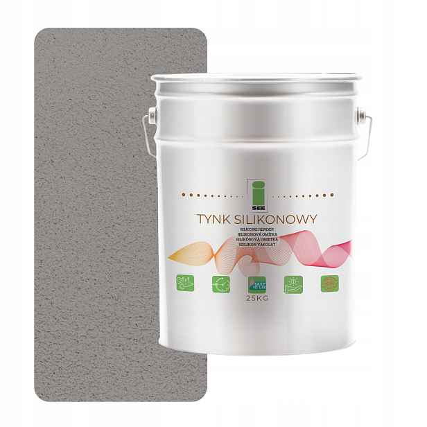 Silikonová Fasádní Omítka, Struktura Šedá Tmavá 1.0 MM, Prémiová, 25 Kg