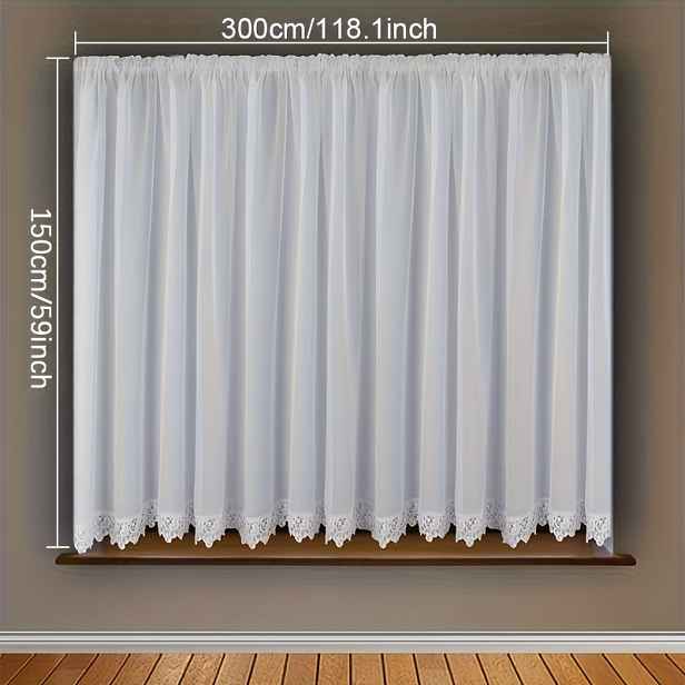 TEMU 1ks Bílý Průsvitný Závěs v Bohémském Stylu s Květinovým Vzorem - 100% Polyester, Poloprůhledný, S Kapsou na Tyč, Pratelný v Pračce pro Dekoraci