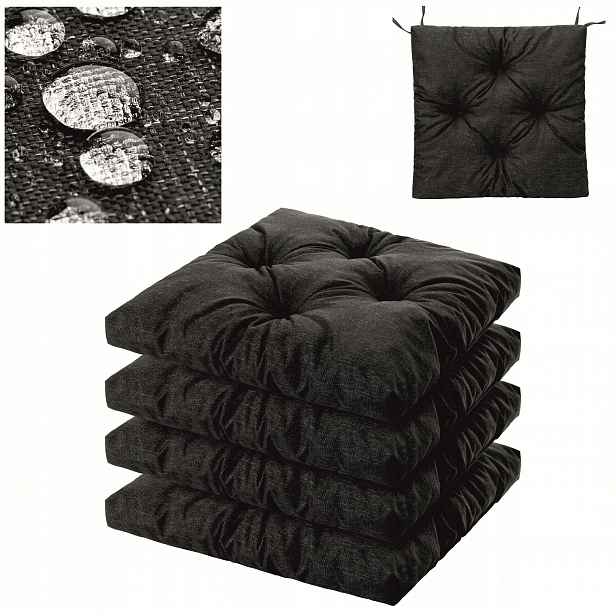 Polštáře na zahradní židle 45 x 45 cm Set 4 Ks Vodotěsné, vázané