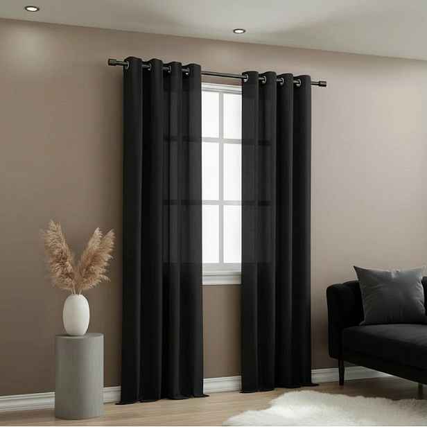 Dekorační závěs EASY TOP černá s kroužky 140x250 cm