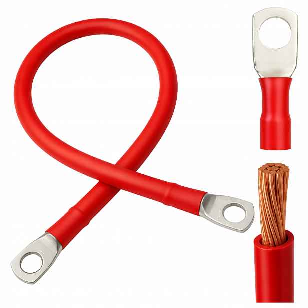 Kabel pro propojení akumulátorů Lgy 50mm2 M10 Červený 210 cm