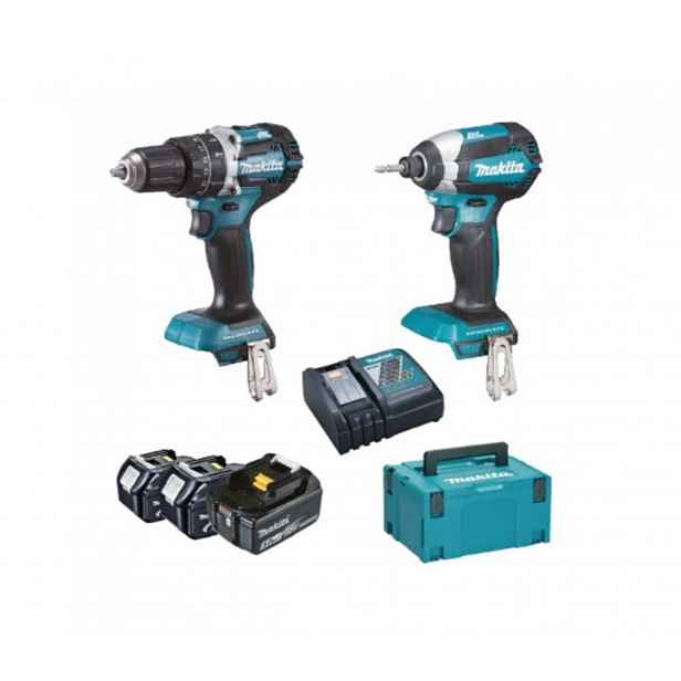 Makita - 18V AKU sada příklepové vrtačky a rázového utahováku, 3x aku LXT 5,0 Ah, nabíječka DLX2180TJ1
