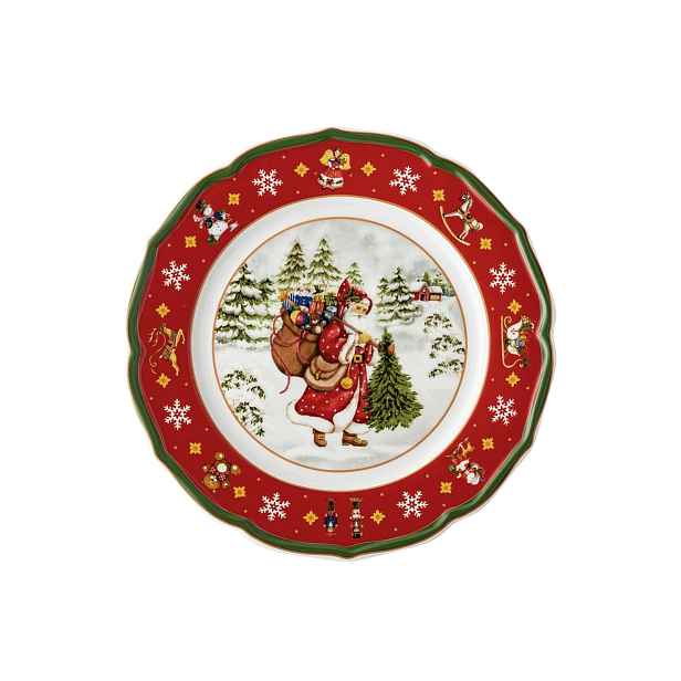 Plochý Vánoční Talíř 22 CM Porcelánový, Kulatý, Vícebarevný