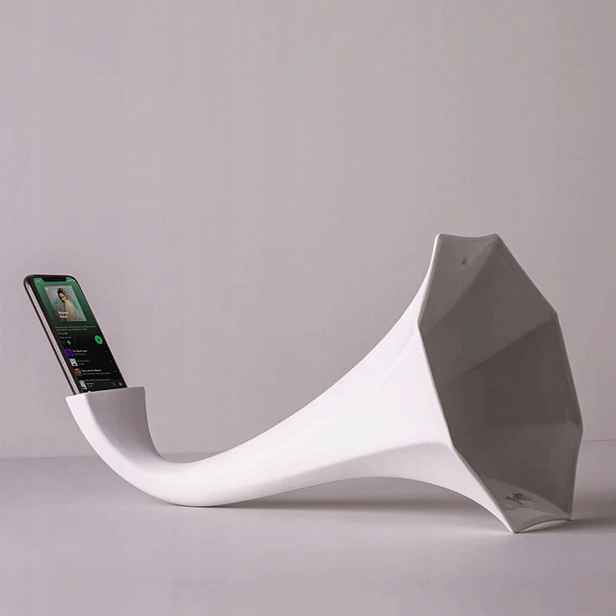 Porcelánový gramofon 41 cm bílý Holaria