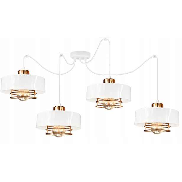 Závěsná Lampa Pavouk Loft Bílá Měděná Stropní