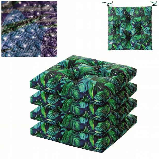 Polštáře na zahradní židle 45 x 45 cm Set 4 Ks Vodotěsné, vázané