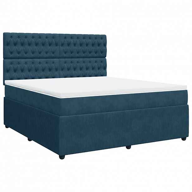 vidaXL Box spring postel s matrací tmavě modrá 180x200 cm samet