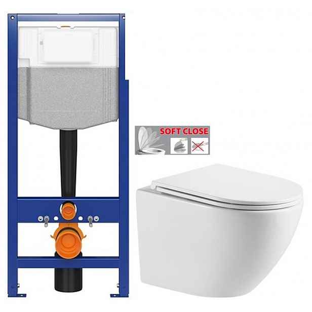 AKCE/SET - CERSANIT předstěnový instalační systém bez tlačítka + WC INVENA LIMNOS /VÍROVÉ SPLACH/ WITH SOFT, včetně soft/close sedátka K97-526 X LI1