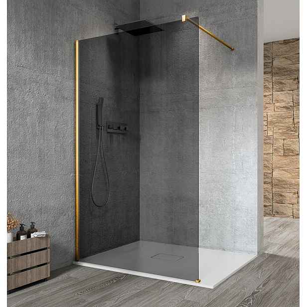 Gelco VARIO GOLD MATT jednodílná sprchová zástěna k instalaci ke stěně, kouřové sklo, 1200 mm