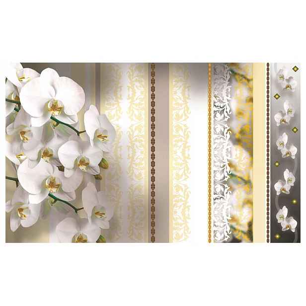 Vliesová fototapeta Orchideje bílé béžové zlaté pozadí 416x254 lepidlo