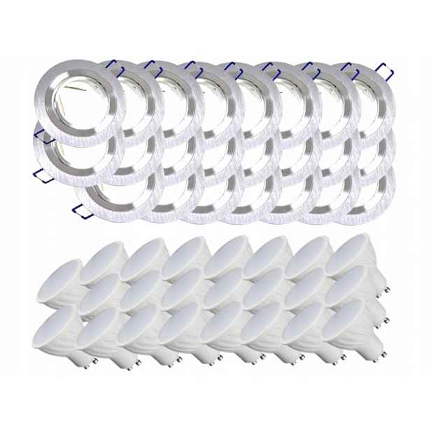 23x Hliníková Lampa Stropní Svítidlo Inox Zapuštěné Led Žárovky 3W