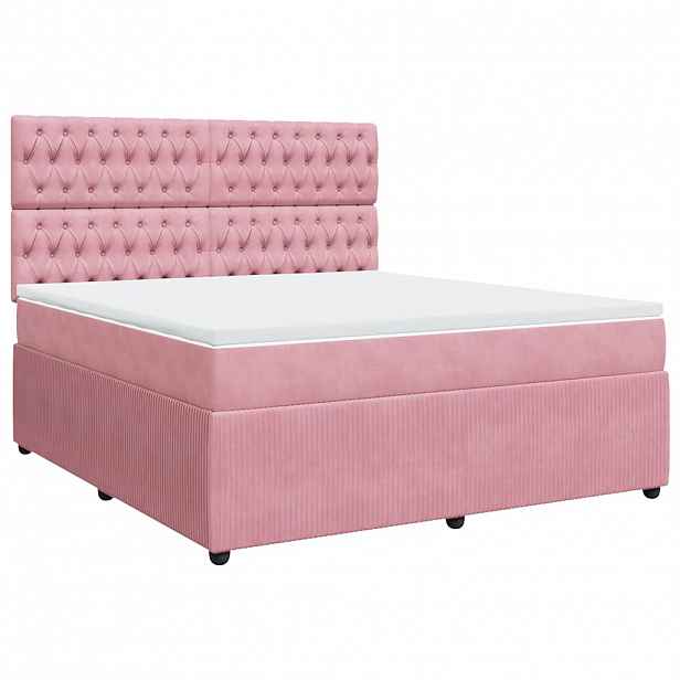 vidaXL Box spring postel s matrací růžová 180x200 cm samet