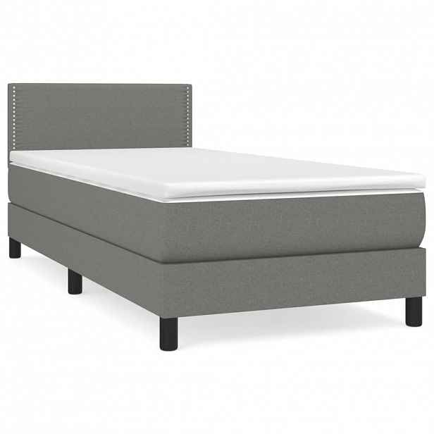 vidaXL Box spring postel s matrací tmavě šedá 90x200 cm textil