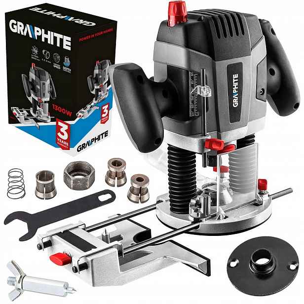 Horní Frézka Na Dřevo 1300 W S Rukojetí 6-8-12 MM Graphite 59 G717