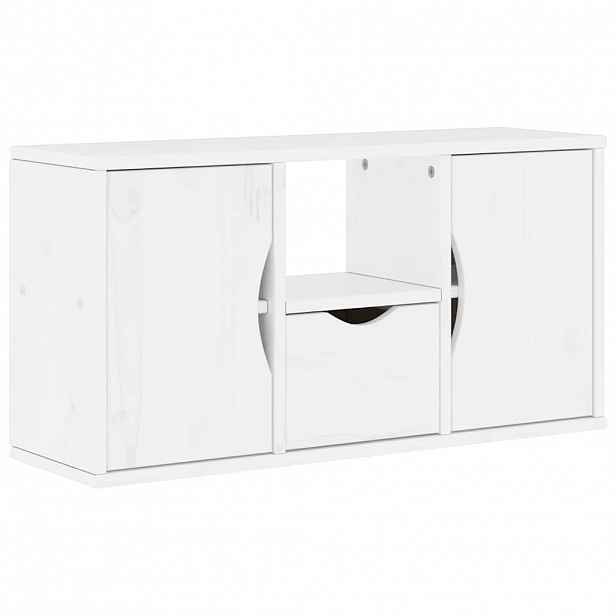 vidaXL TV skříňka se zásuvkou ODDA bílá 79x24x40 cm Borovicový masiv