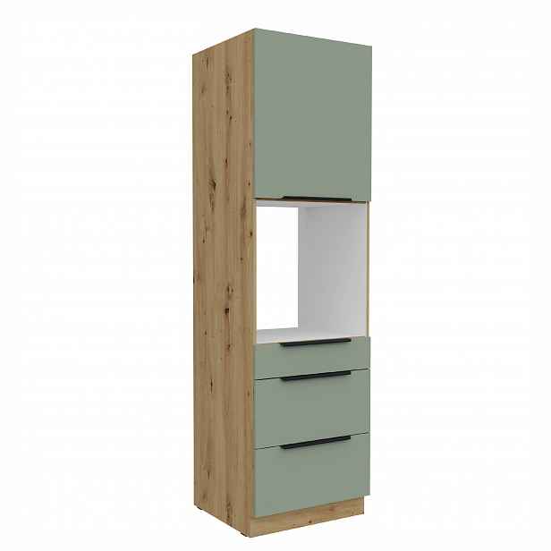 Vysoká skříňka pro vestavnou troubu Aria 60 DPS-210 3S 1F - Premium Box Barva korpusu: Dub artisan, Barva dvířek: SA - Aquamarine AFM