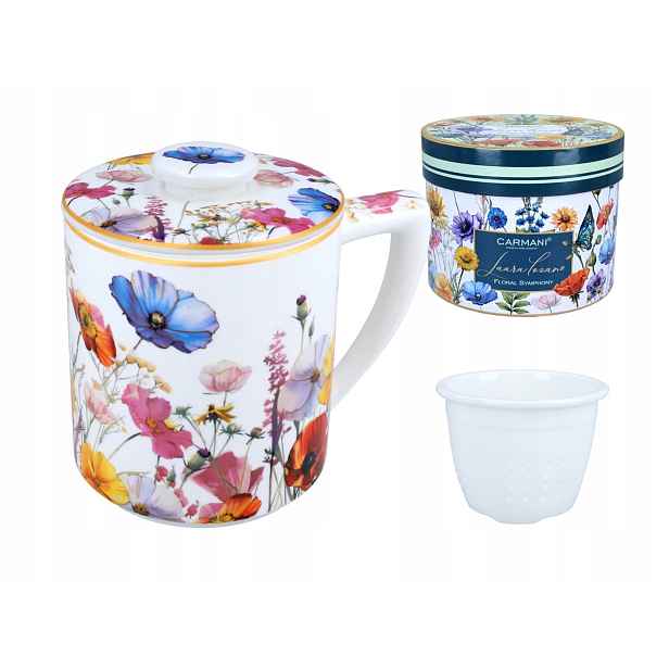 Hrnek s konvičkou a víčkem L. Lozano, Lady`s Floral Symphony (carmani)