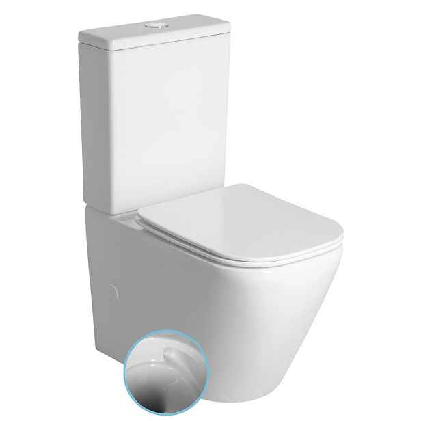 Sapho IMALA WC kombi; Vortex Rimless; spodní/zadní odpad; bílá