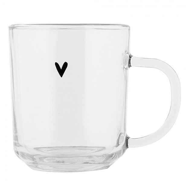 Skleněný hrnek se srdíčkem Lovely Day - 11*8*9 cm / 200 ml Clayre & Eef