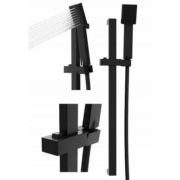 Sprchový Set Sprchová Sada Tyč Sprchová Hlavice Koupelna Černá ZN3
