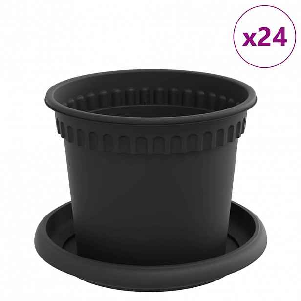 vidaXL Květináče 24 ks Černá Plast