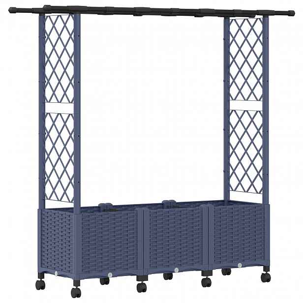 vidaXL Vyvýšený záhon s treláží a střechou Šedá 162,5 x 40 x 142 cm PP