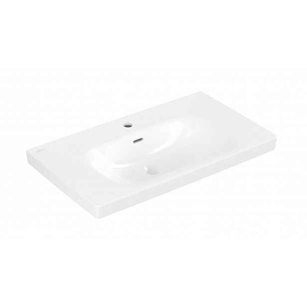 Villeroy & Boch Skyla - Umyvadlo 80x46 cm, s přepadem, otvor pro baterii, CeramicPlus, alpská bílá 5A5180R1