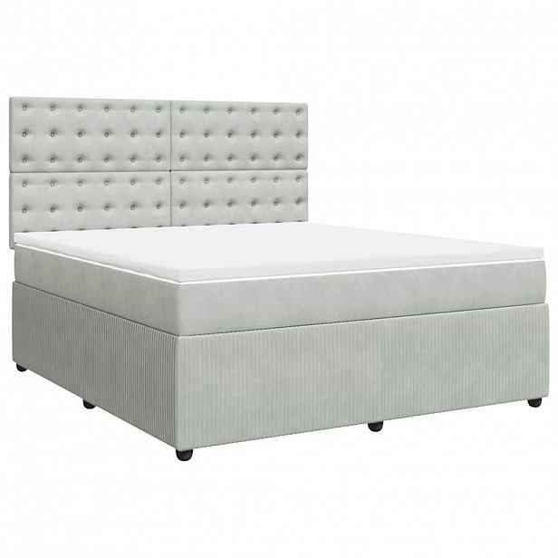 vidaXL Box spring postel s matrací světle šedá 180x200 cm samet