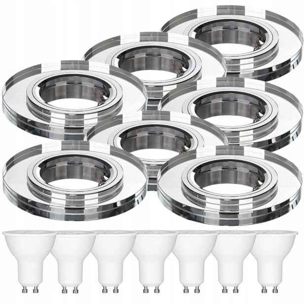 7 x Pevná Skleněná Stropní Lampa Halogenové Svítidlo Led Žárovky 1.5W
