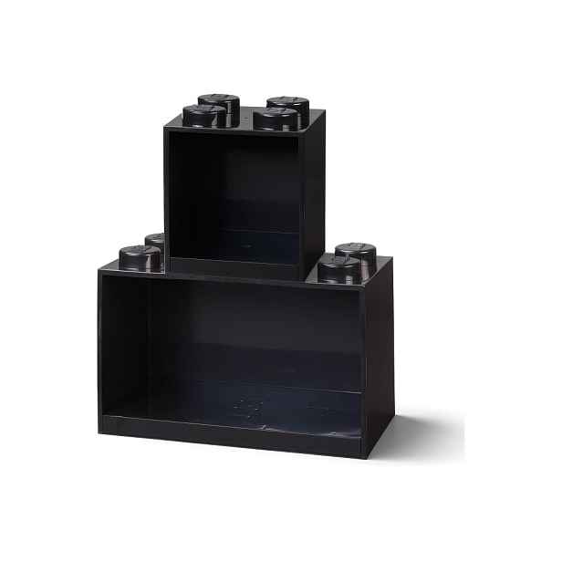 Sada 2 dětských černých nástěnných polic LEGO® Brick