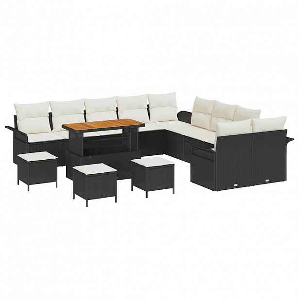 vidaXL Sada zahradních pohovek 14 ks Černá polyratan