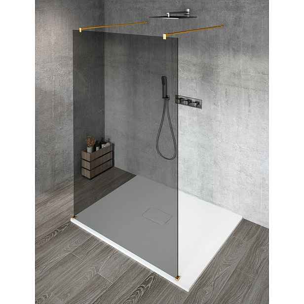 Gelco VARIO GOLD MATT jednodílná sprchová zástěna do prostoru, kouřové sklo, 1300 mm
