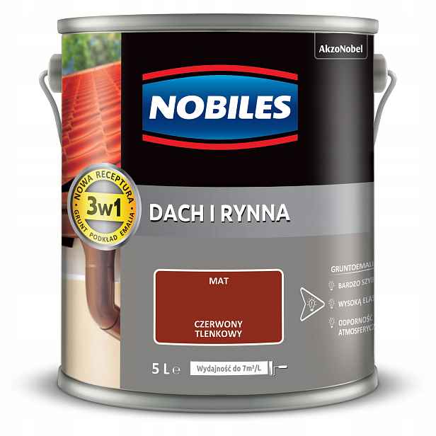 Nobiles Střecha A Žlab 5L Červená Oxidová Barva Na Střechu, Pozinkovaný Plech