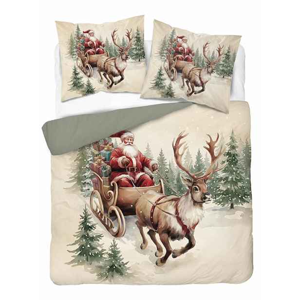 Povlečení bavlněné vánoční 160x200 6126a Santa Claus