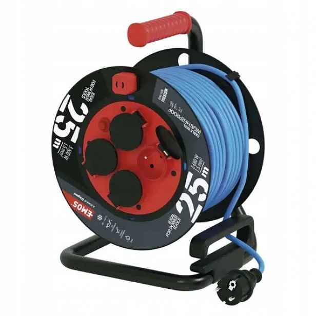 Emos kabel 230V prodlužovací 25m/4Z Silikon modrý, Nemrznoucí, 3*1,5mm bube