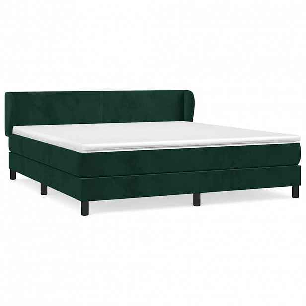 vidaXL Box spring postel s matrací tmavě zelená 180x200 cm samet