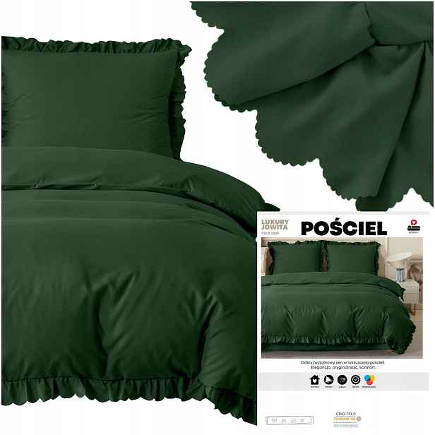 Povlečení 220x200 Volánek mikrovlákno 2 Povlečení 70x80 Luxury Jowita Zelená