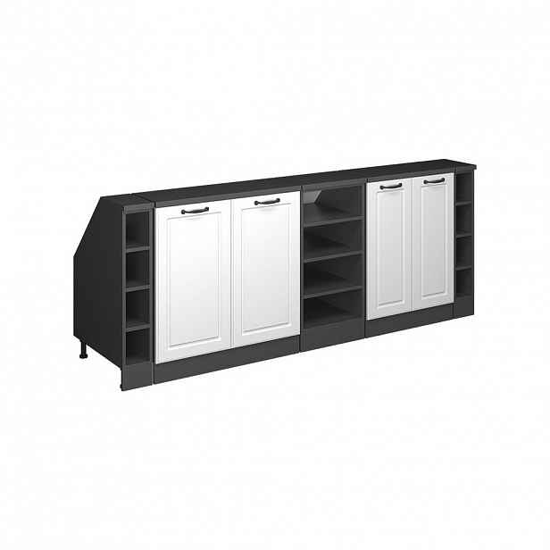 Vicco KUCHYŇSKÁ SKŘÍŇKA POD ŠIKMOU STŘECHU R-Line Bílý venkovský dům 210 cm Sada 5 korpusů skříně hloubka 60 cm